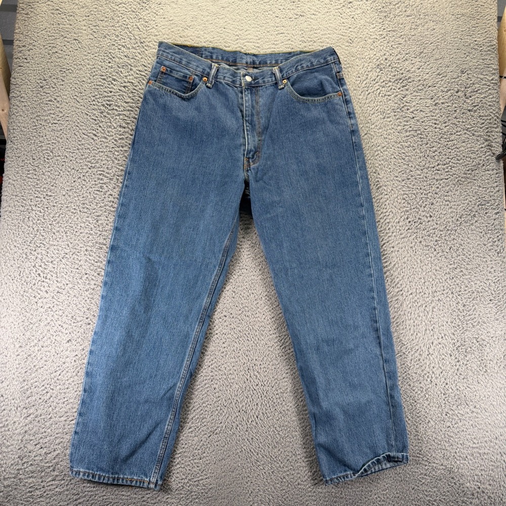 Levi's 550 Jeans Mens 38x30 Blue Cotton Denim Straight Leg Faded Workwear Travel